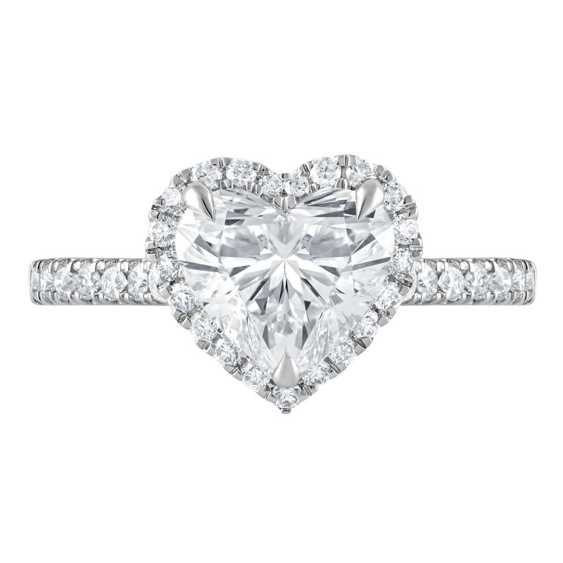 Heart Shape Lab Grown Diamond 2 1/2ctw. Halo Engagement Ring in 14k White Gold image number null
